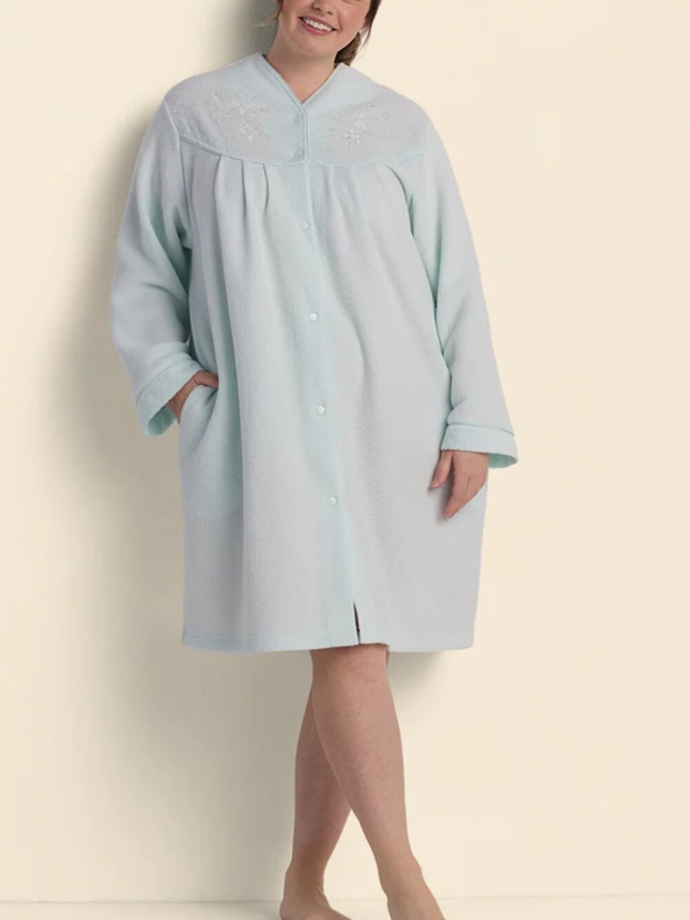 Miss Elaine Essentials Brushed Short Robe 2X